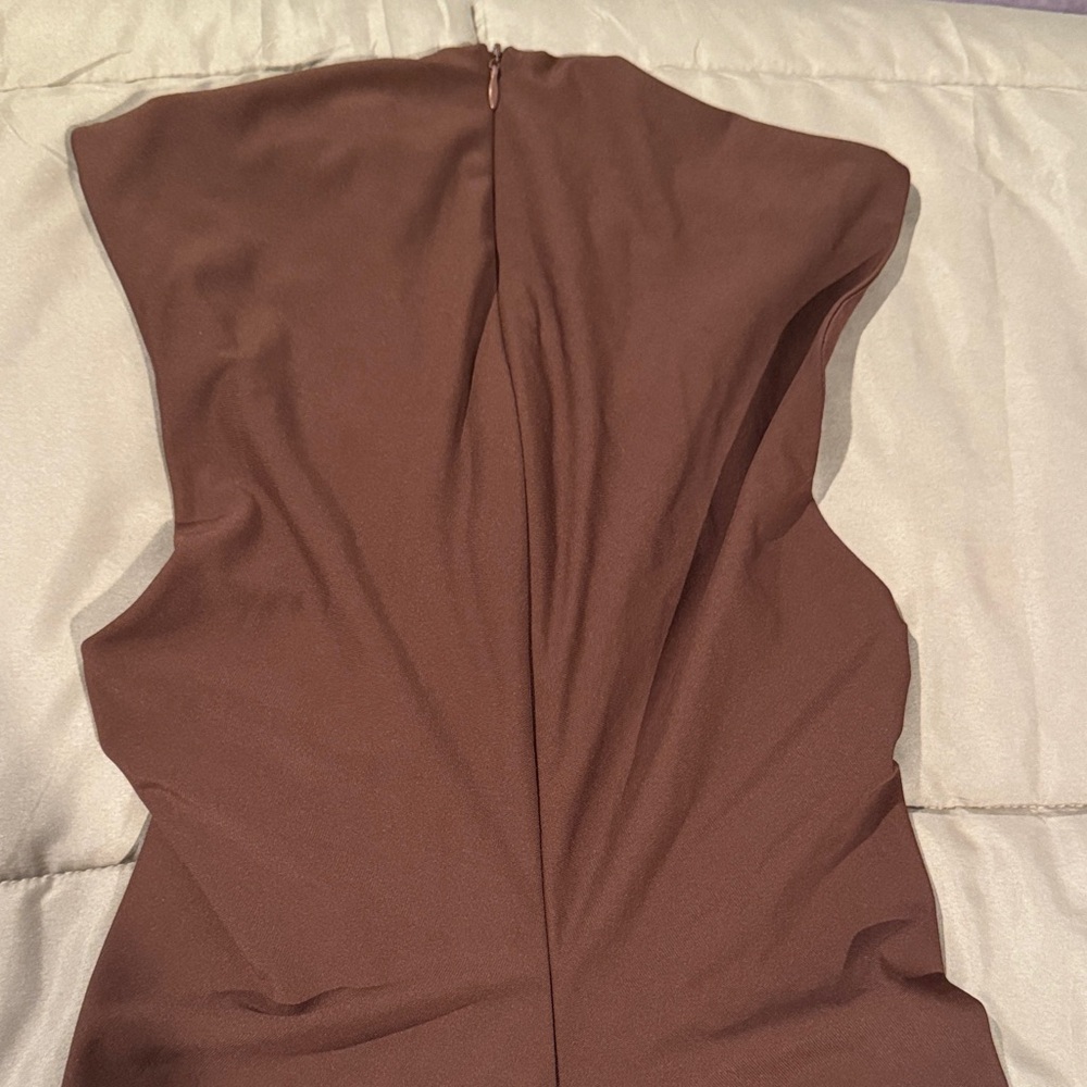 Zara Chocolate Brown Ruched Dress - Picture 6 of 6